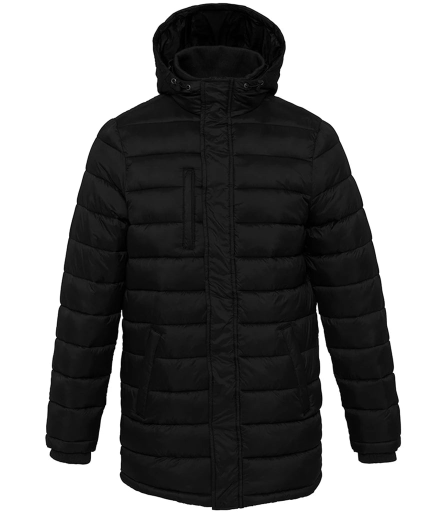 Kariban Lightweight Long Padded Parka Jacket — Black