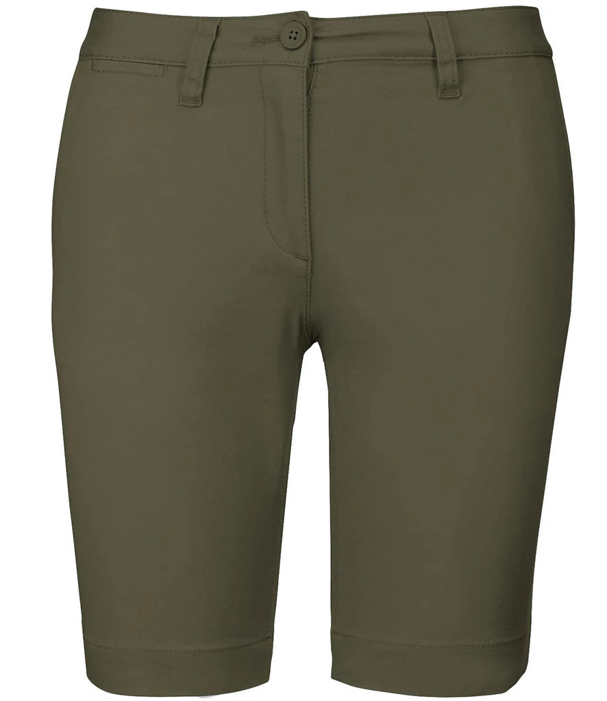 Kariban Ladies Chino Bermuda Shorts — Light Khaki