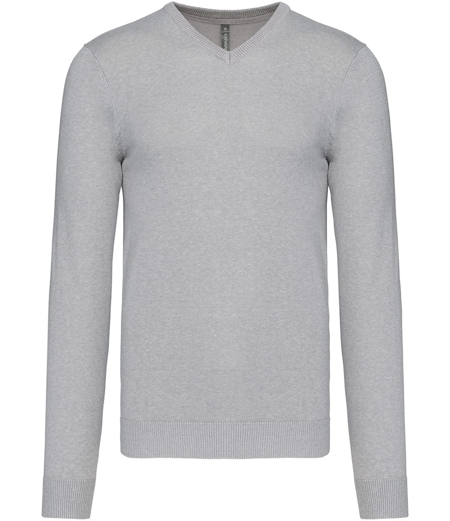 Kariban Cotton Acrylic V Neck Sweater — Grey Melange