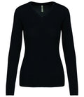 Kariban Ladies Cotton Acrylic V Neck Sweater — Black