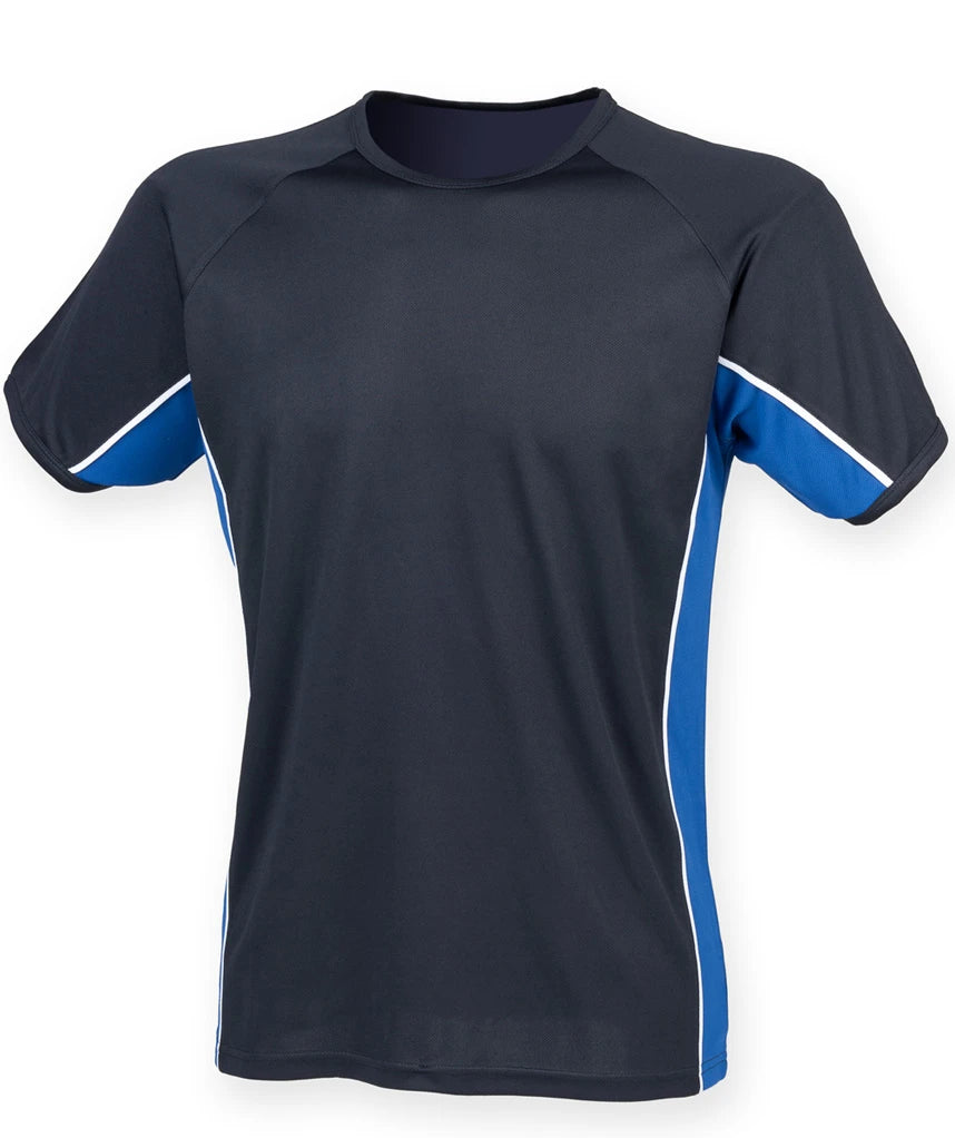 Finden + Hales Performance Panel T-Shirt — Navy/Royal Blue/White
