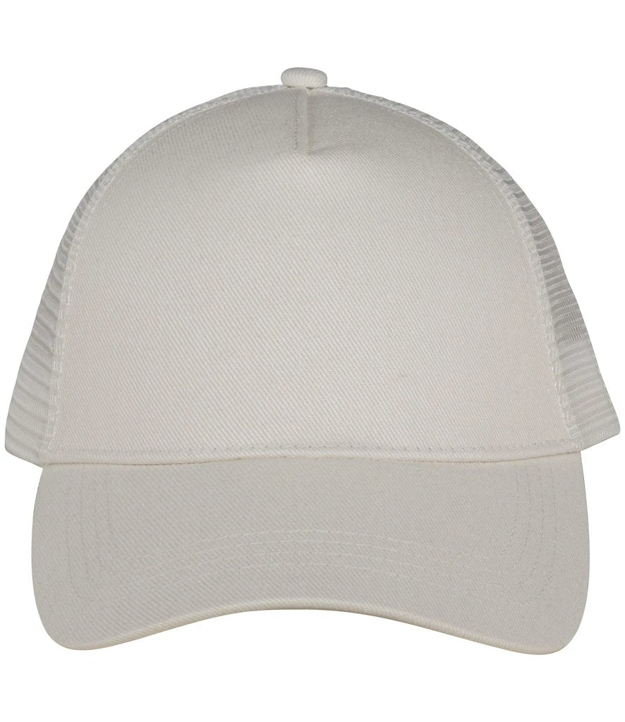 Native Spirit 5 Panel Trucker Cap — Ivory