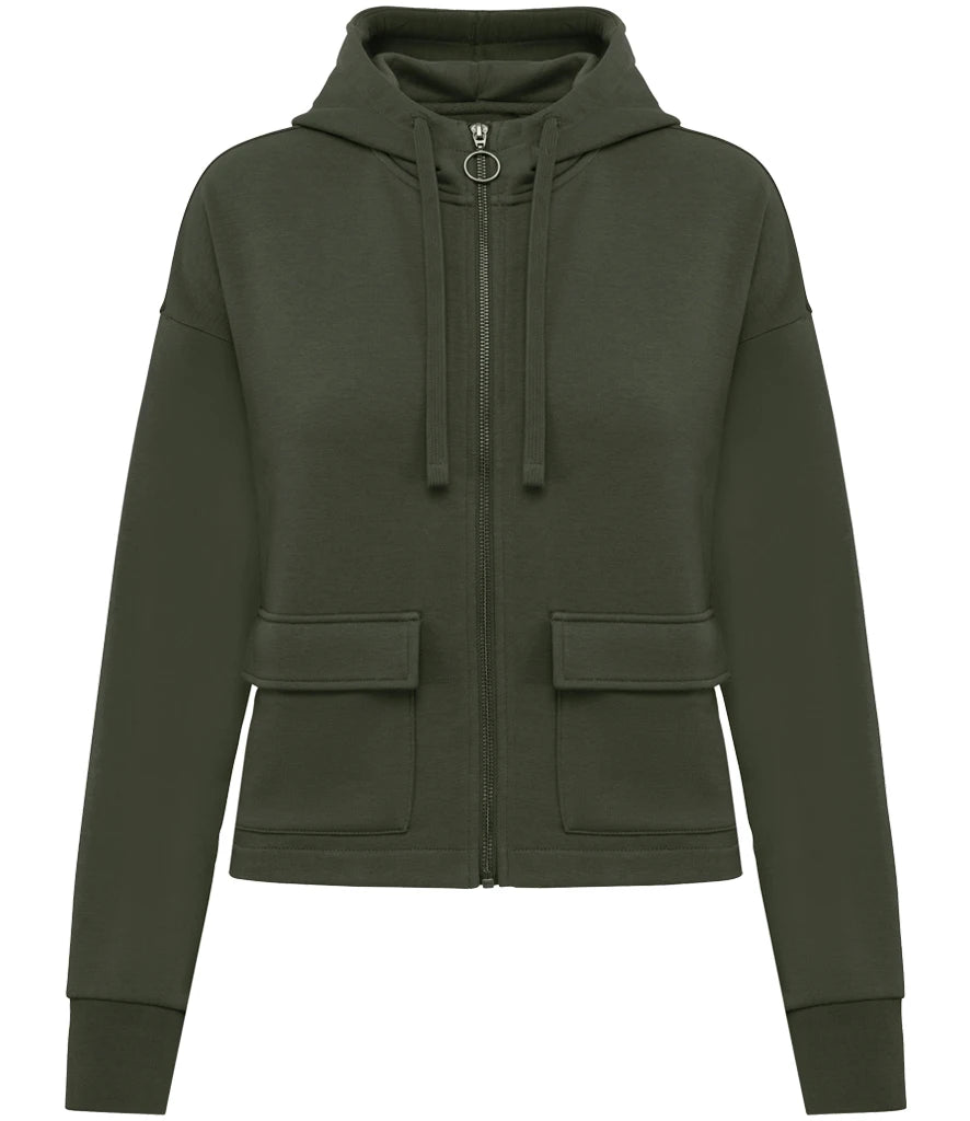 Native Spirit Ladies Full Zip Hooded Sweatshirt — Organic Khaki