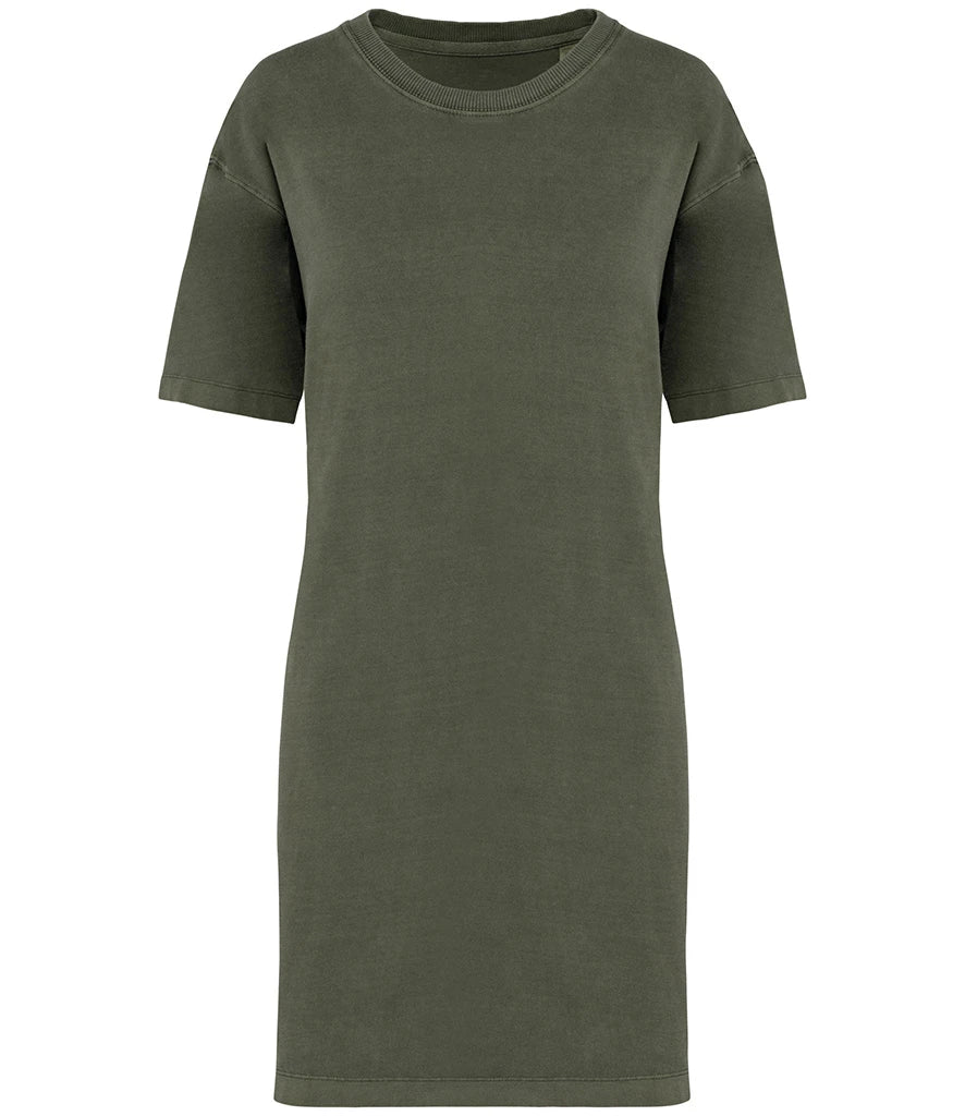 Native Spirit Ladies T-Shirt Dress — Washed Organic Khaki