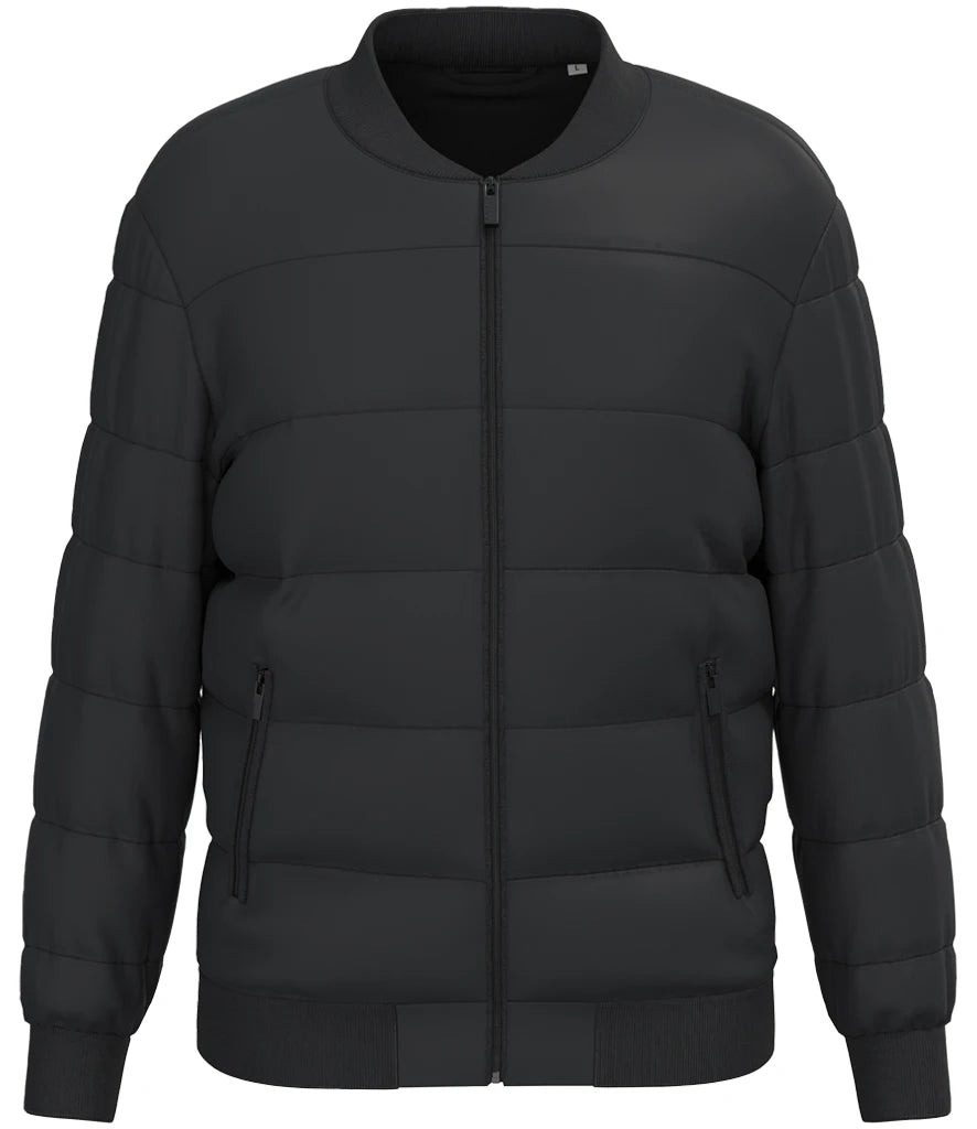 Native Spirit Varsity Collar Padded Jacket — Black