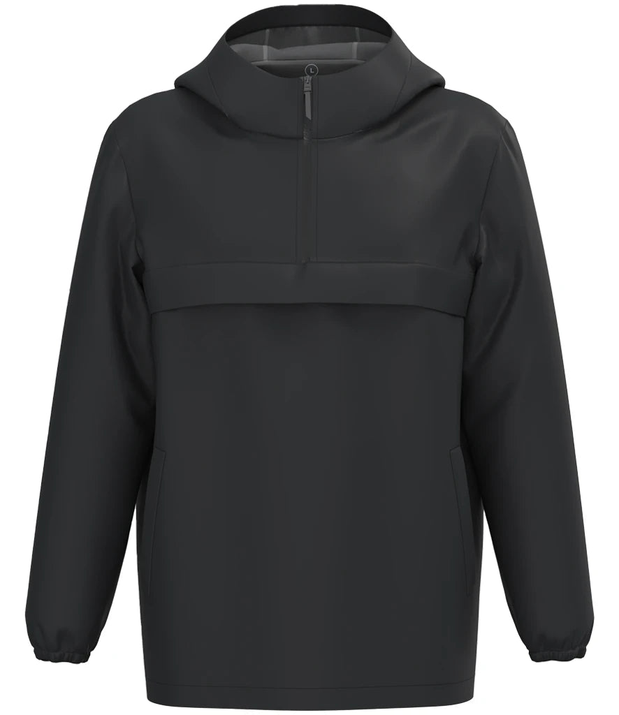 Native Spirit Waterproof Quarter-Zip Windbreaker in Black, front view
