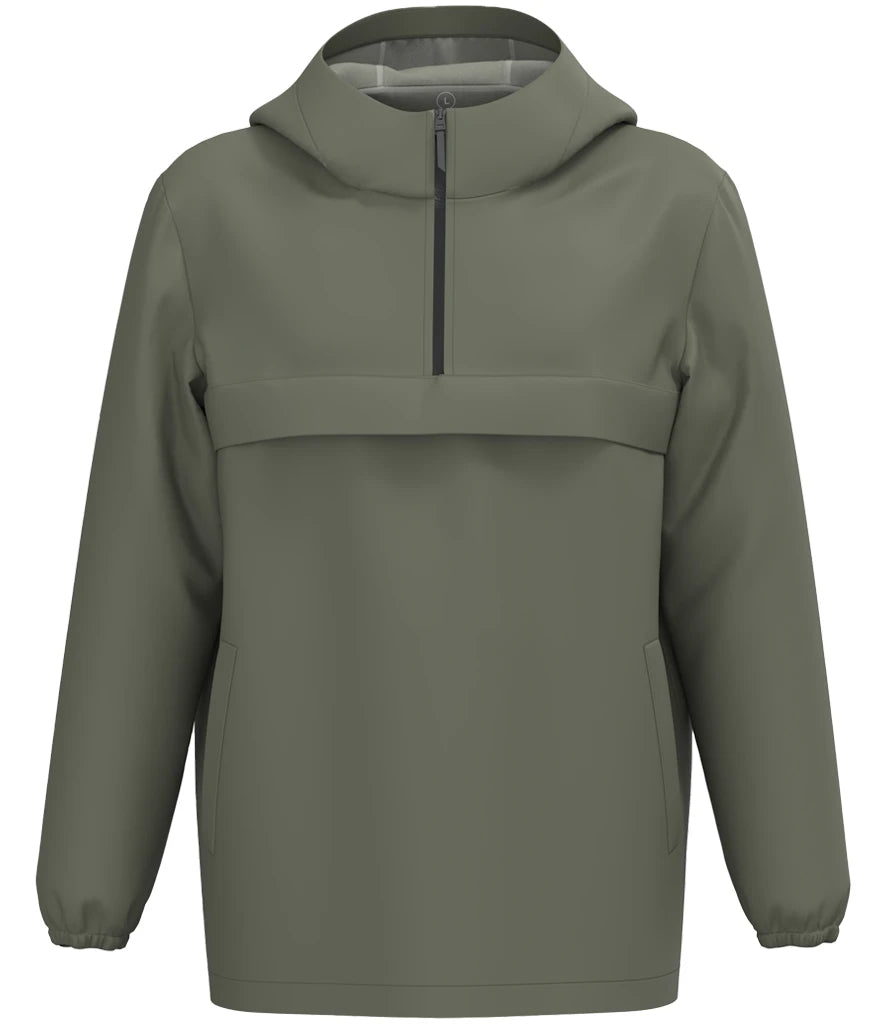 Native Spirit Waterproof Quarter-Zip Windbreaker in Organic Khaki, front view