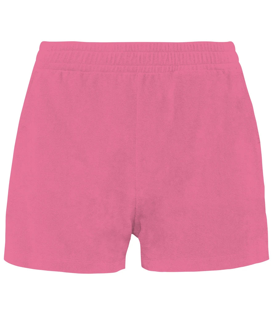 Native Spirit Ladies Terry Towel Shorts — Candy Rose