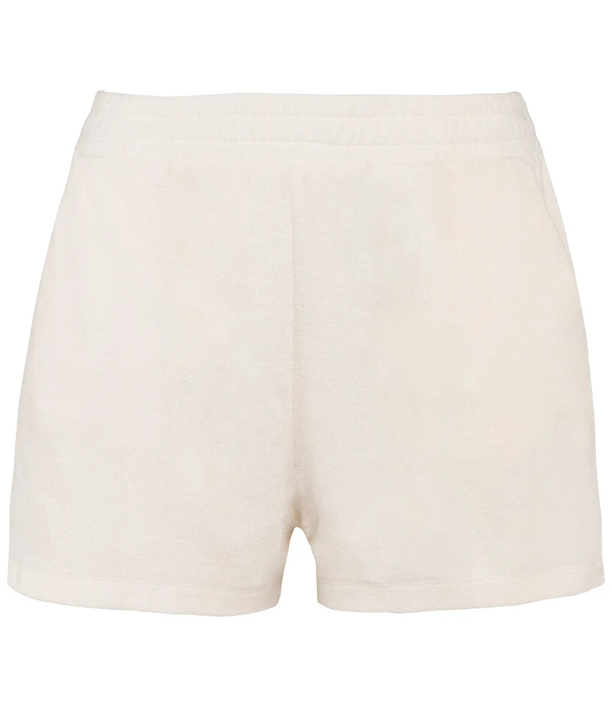 Native Spirit Ladies Terry Towel Shorts — Ivory