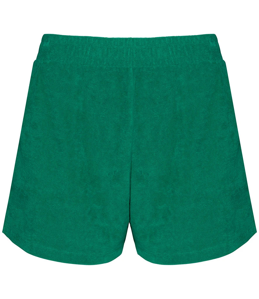 Native Spirit Ladies Terry Towel Shorts — Malachite Green