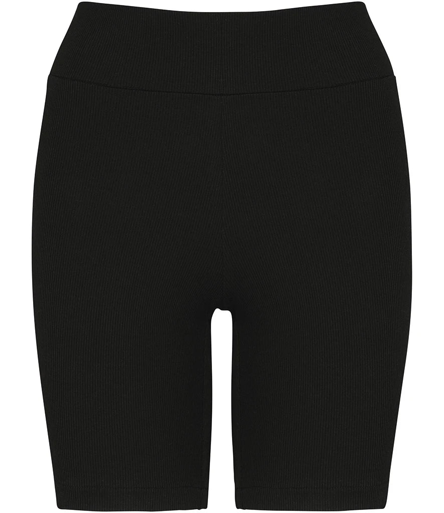 Native Spirit Ladies Ribbed Shorts — Black