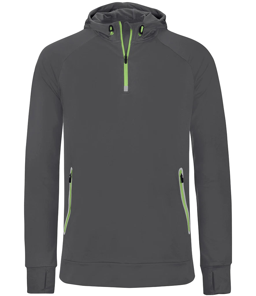 Proact Zip Neck Hooded Sweatshirt — Dark Grey