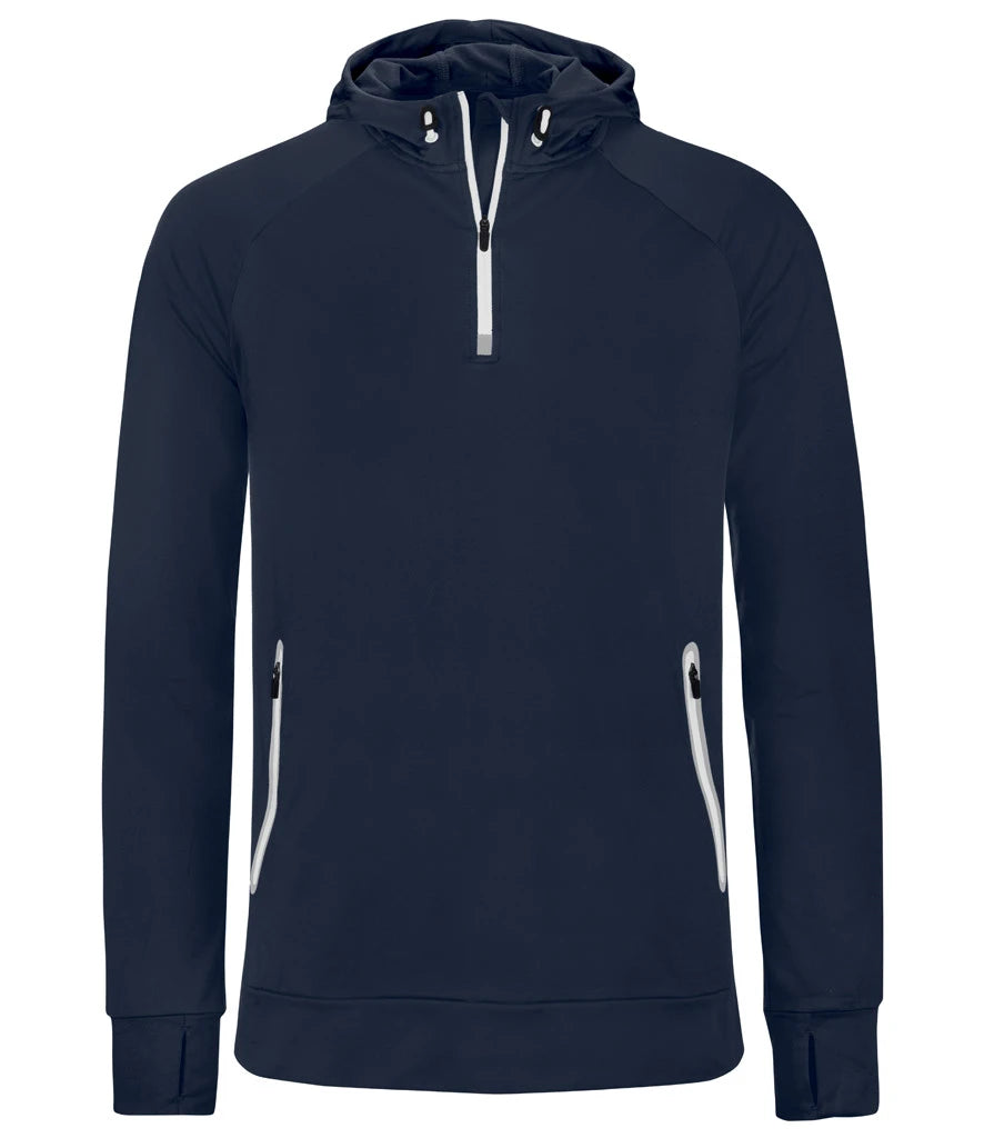 Proact Zip Neck Hooded Sweatshirt — Navy
