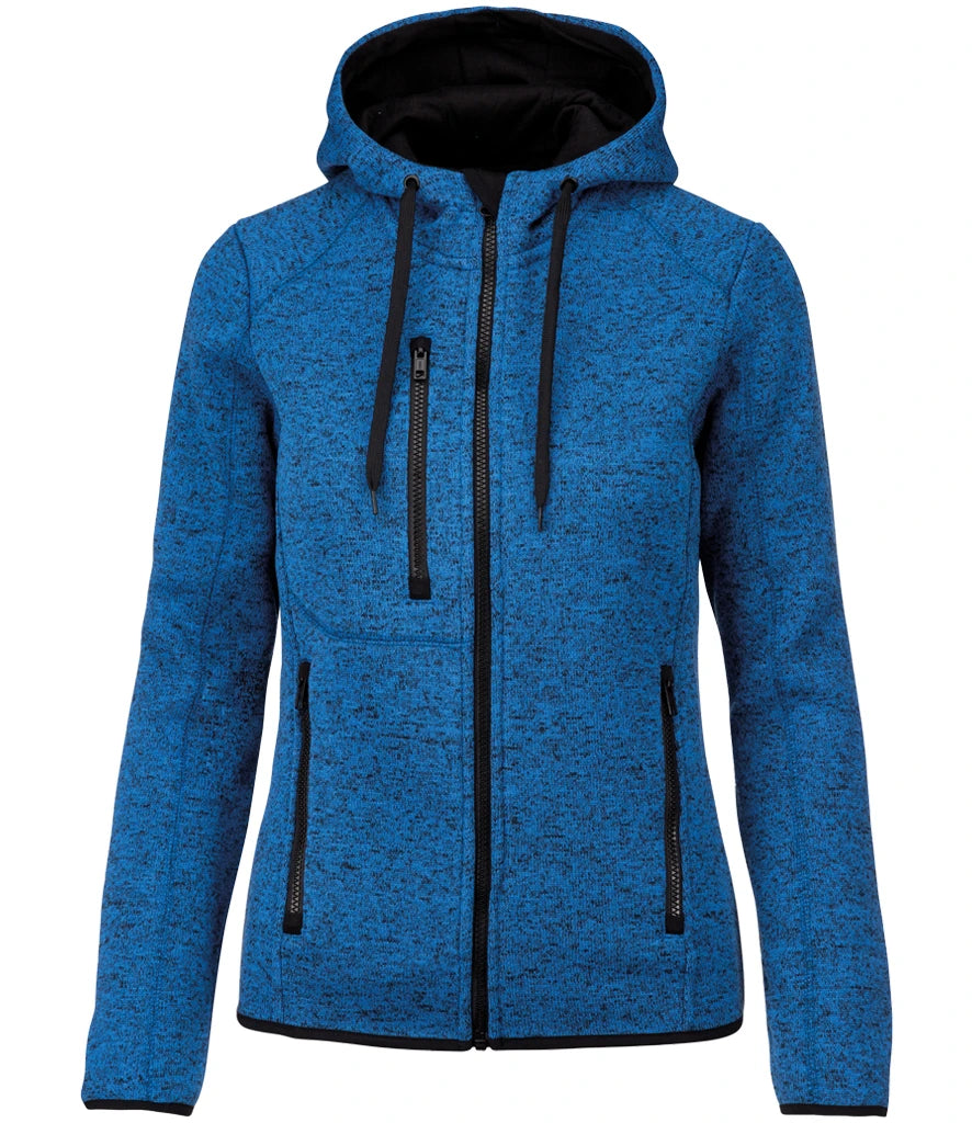 Proact Ladies Heather Hooded Jacket — Light Royal Blue Melange
