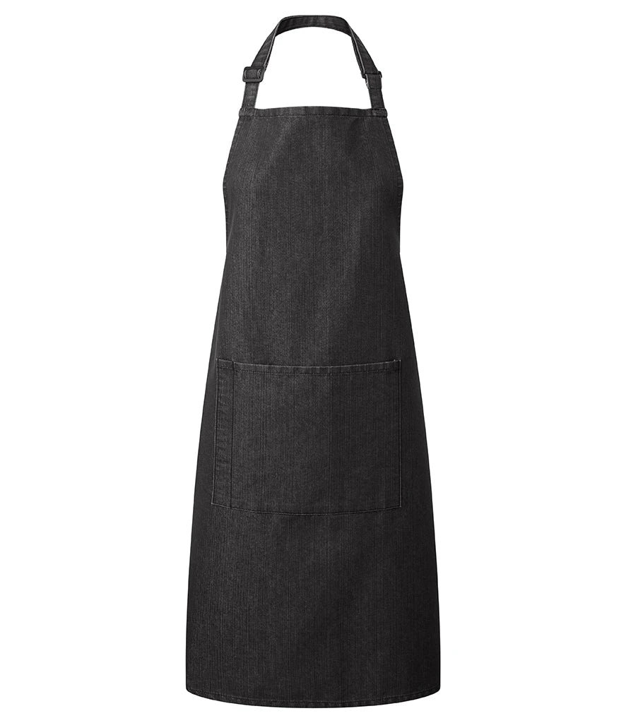 Premier 'Colours' Bib Apron with Pocket — Black Denim