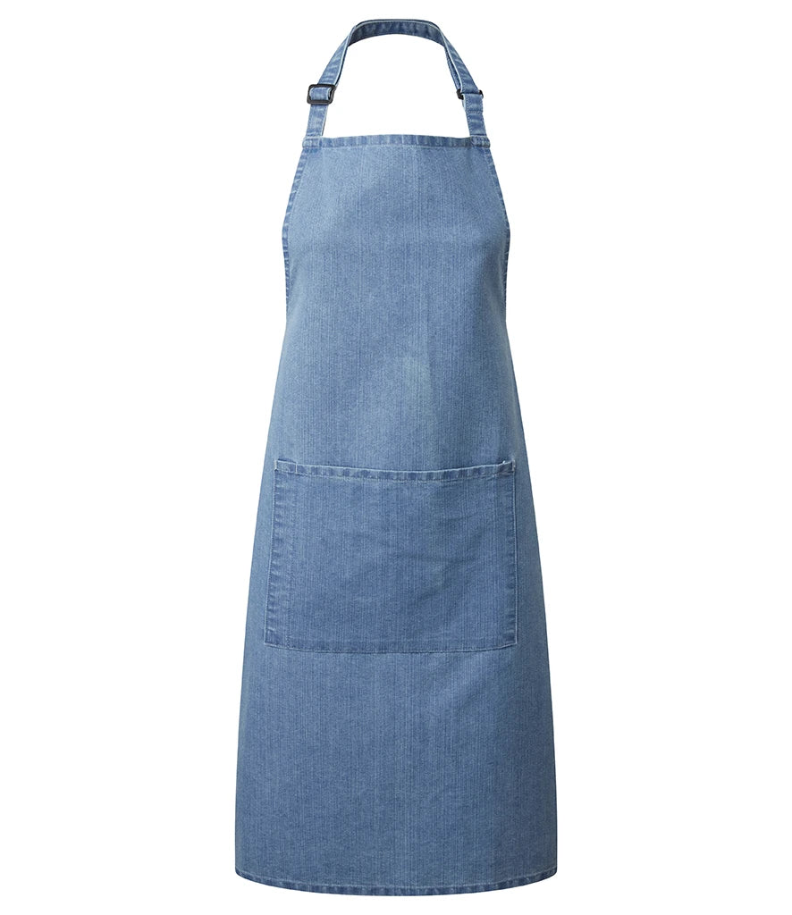 Premier 'Colours' Bib Apron with Pocket — Blue Denim