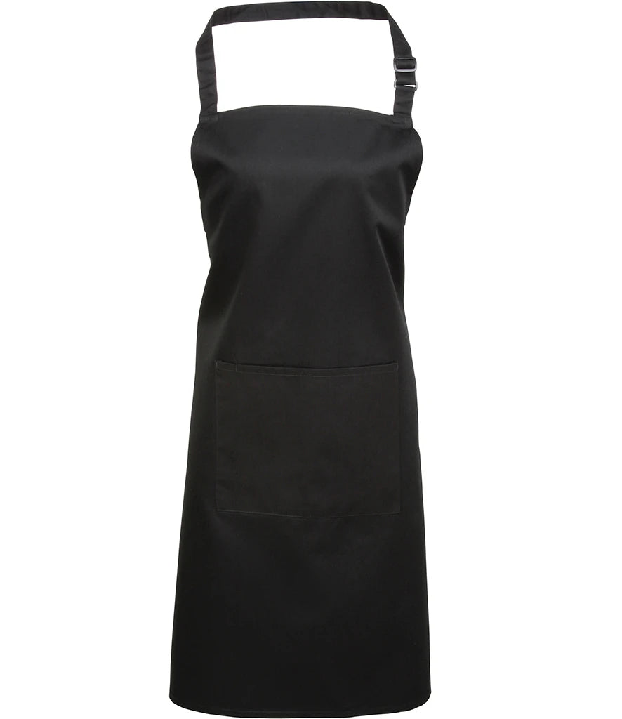 Premier 'Colours' Bib Apron with Pocket — Black