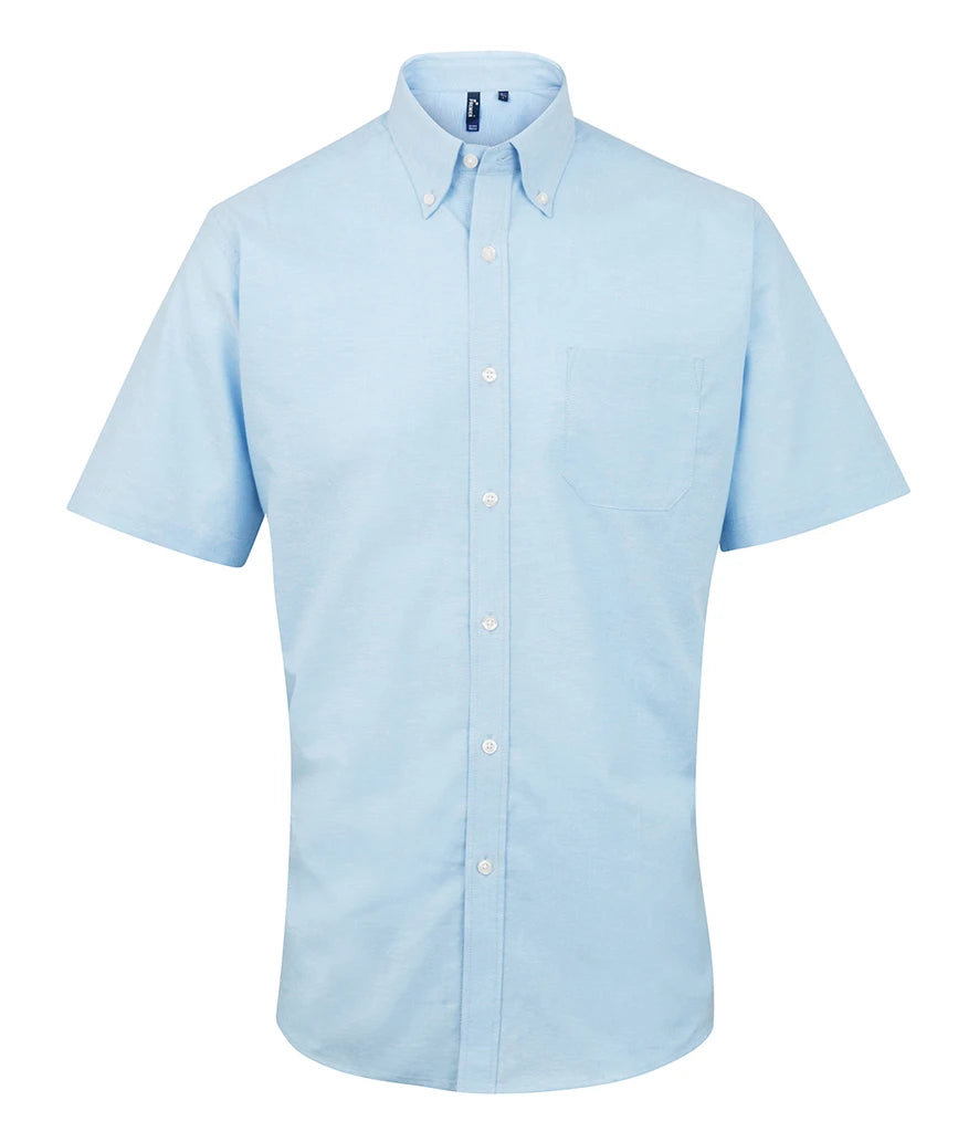Premier Signature Short Sleeve Oxford Shirt — Light Blue