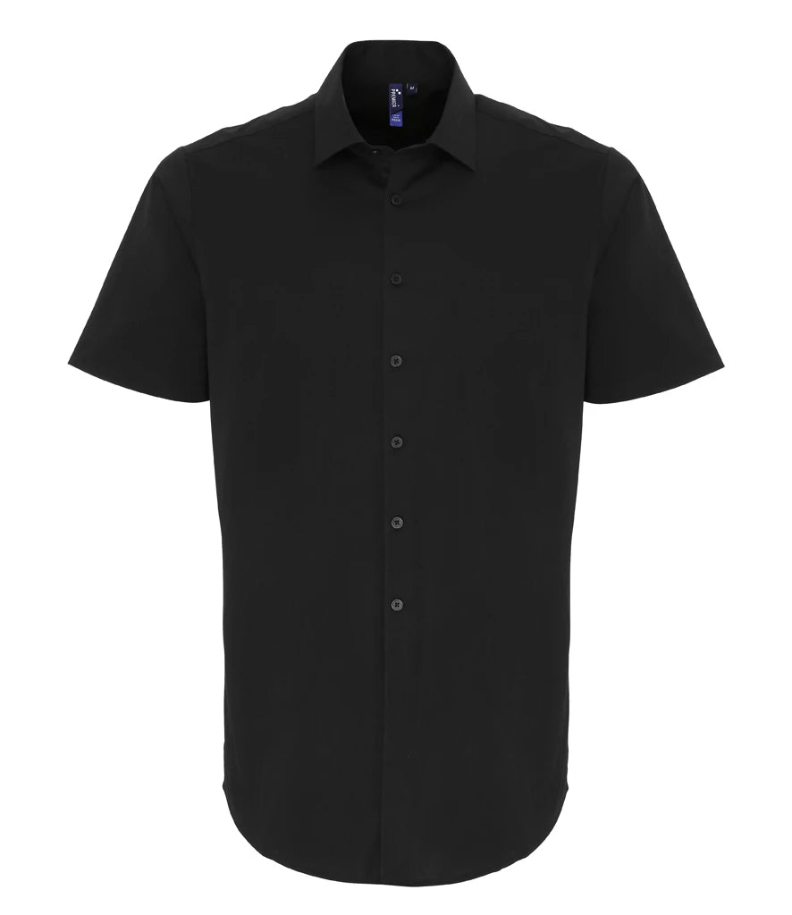 Premier Short Sleeve Stretch Fit Poplin Shirt — Black