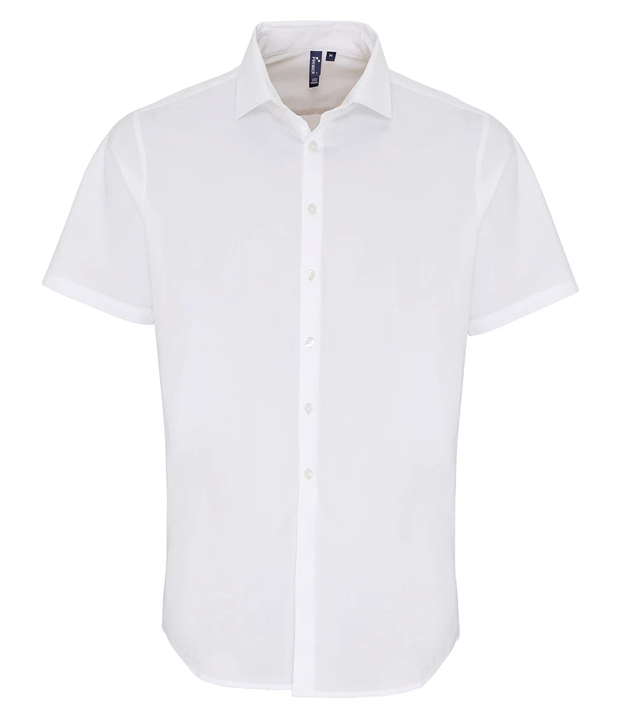 Premier Short Sleeve Stretch Fit Poplin Shirt — White