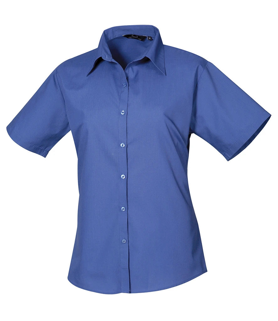 Premier Ladies Short Sleeve Poplin Blouse — Royal Blue