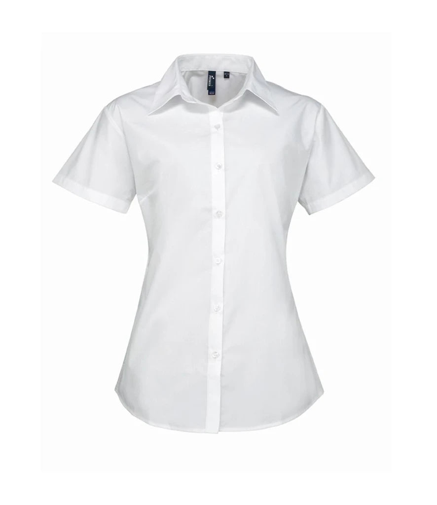 Premier Ladies Supreme Short Sleeve Poplin Shirt — White