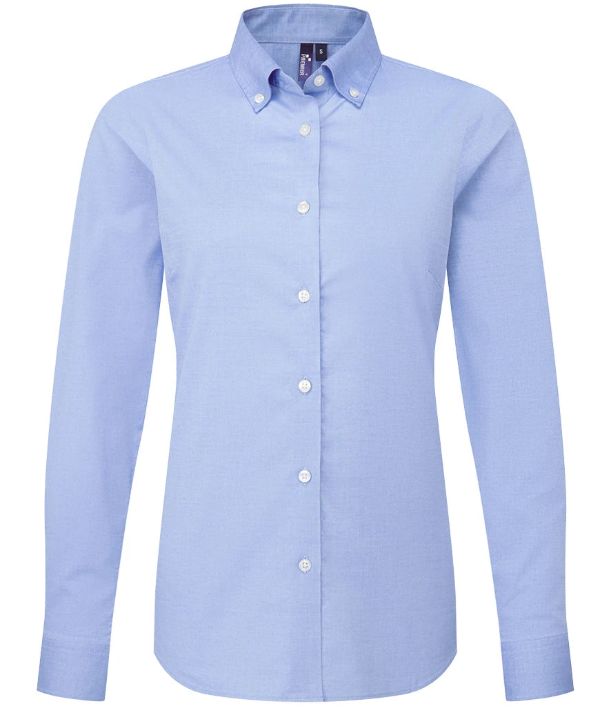 Premier Ladies Supreme Long Sleeve Oxford Shirt — Oxford Blue