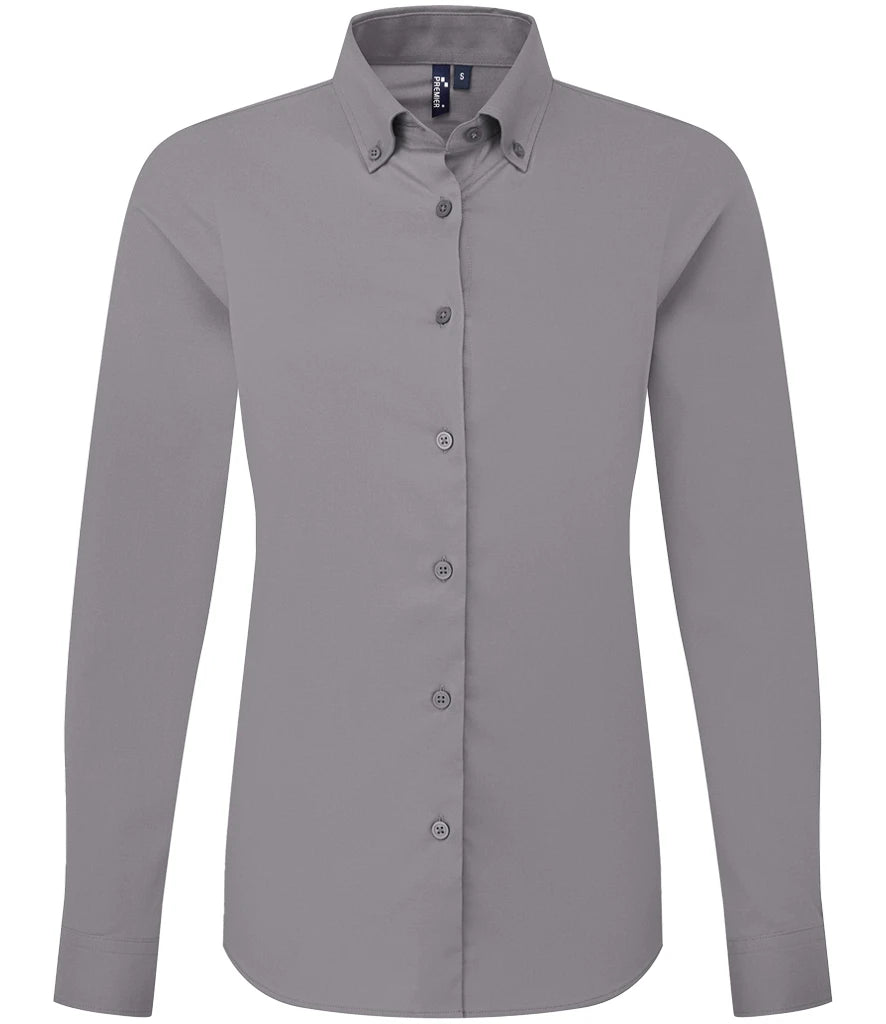 Premier Ladies Supreme Long Sleeve Oxford Shirt — Steel