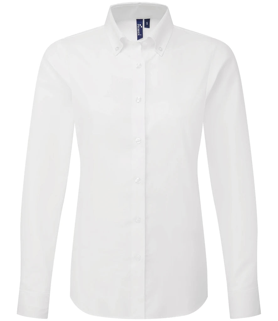 Premier Ladies Supreme Long Sleeve Oxford Shirt — White