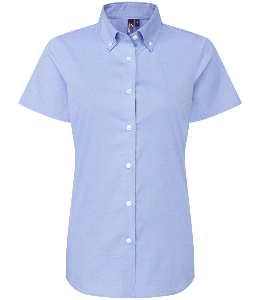 Premier Ladies Supreme Short Sleeve Oxford Shirt — Oxford Blue