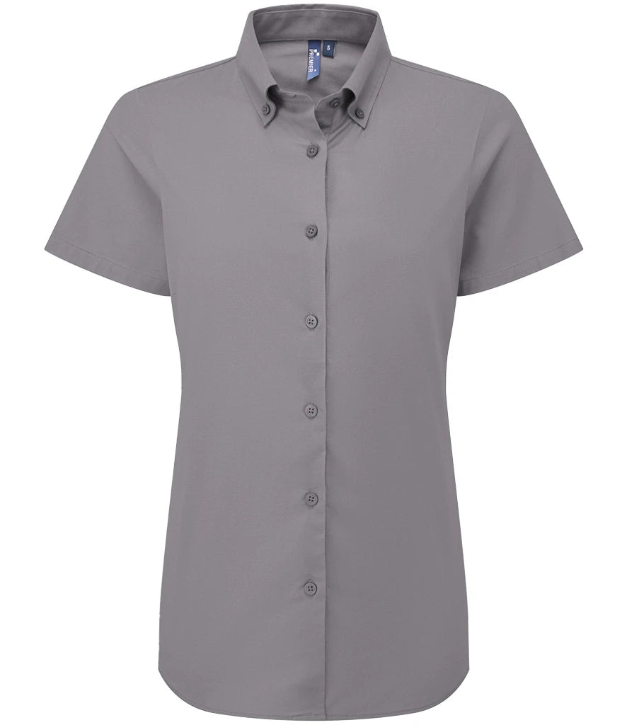 Premier Ladies Supreme Short Sleeve Oxford Shirt — Steel