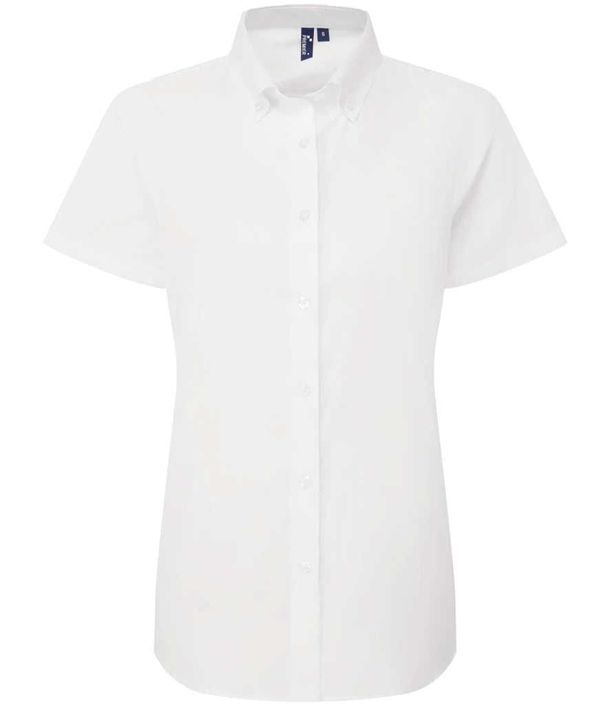 Premier Ladies Supreme Short Sleeve Oxford Shirt — White