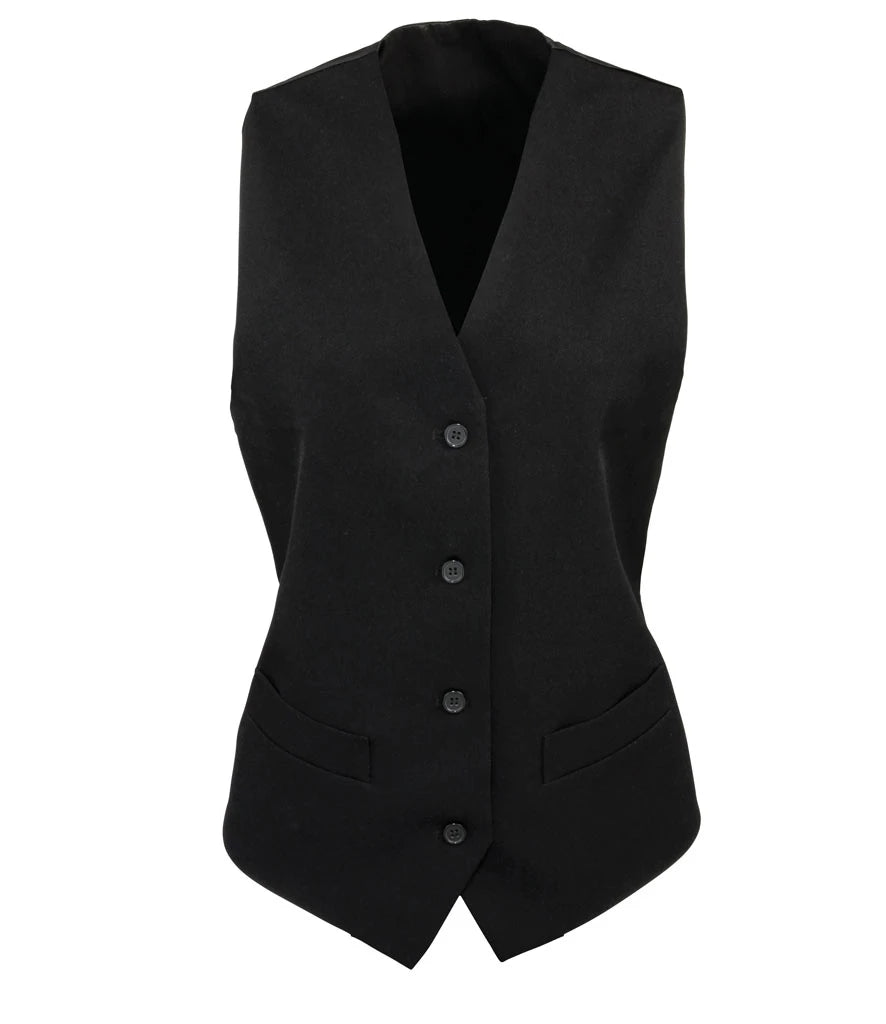 Premier Ladies Lined Waistcoat — Black