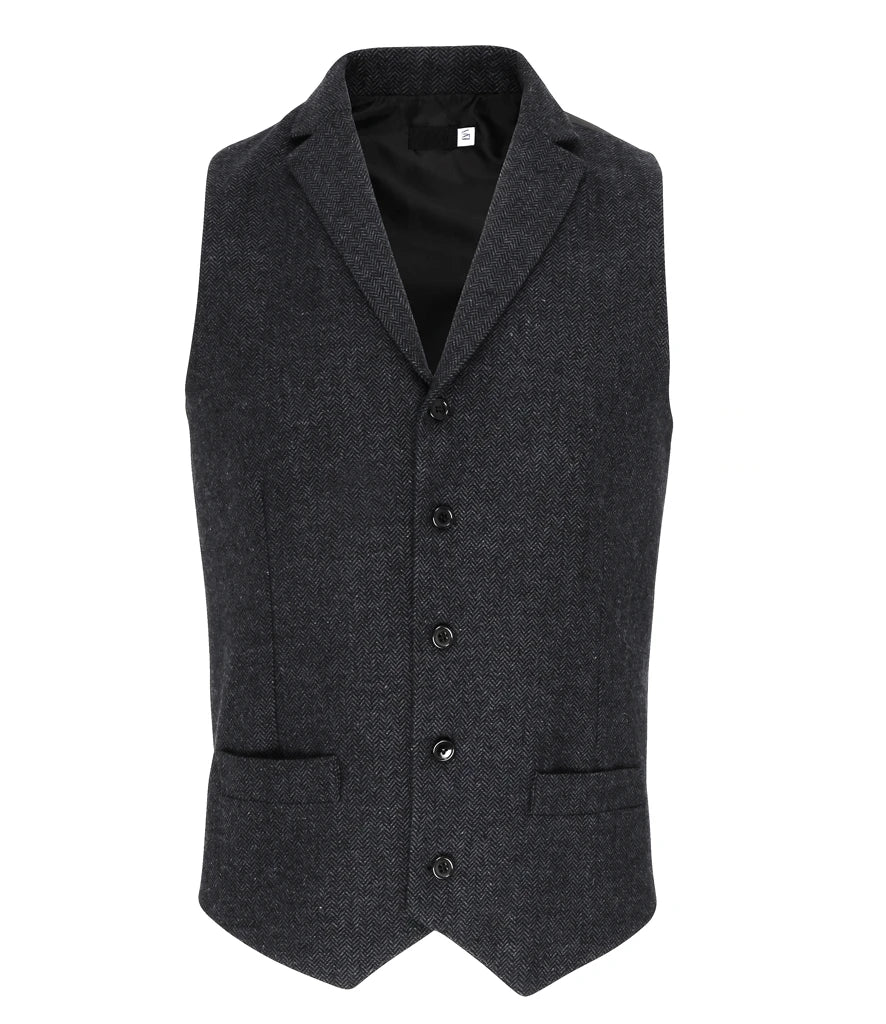 Premier Herringbone Waistcoat — Charcoal