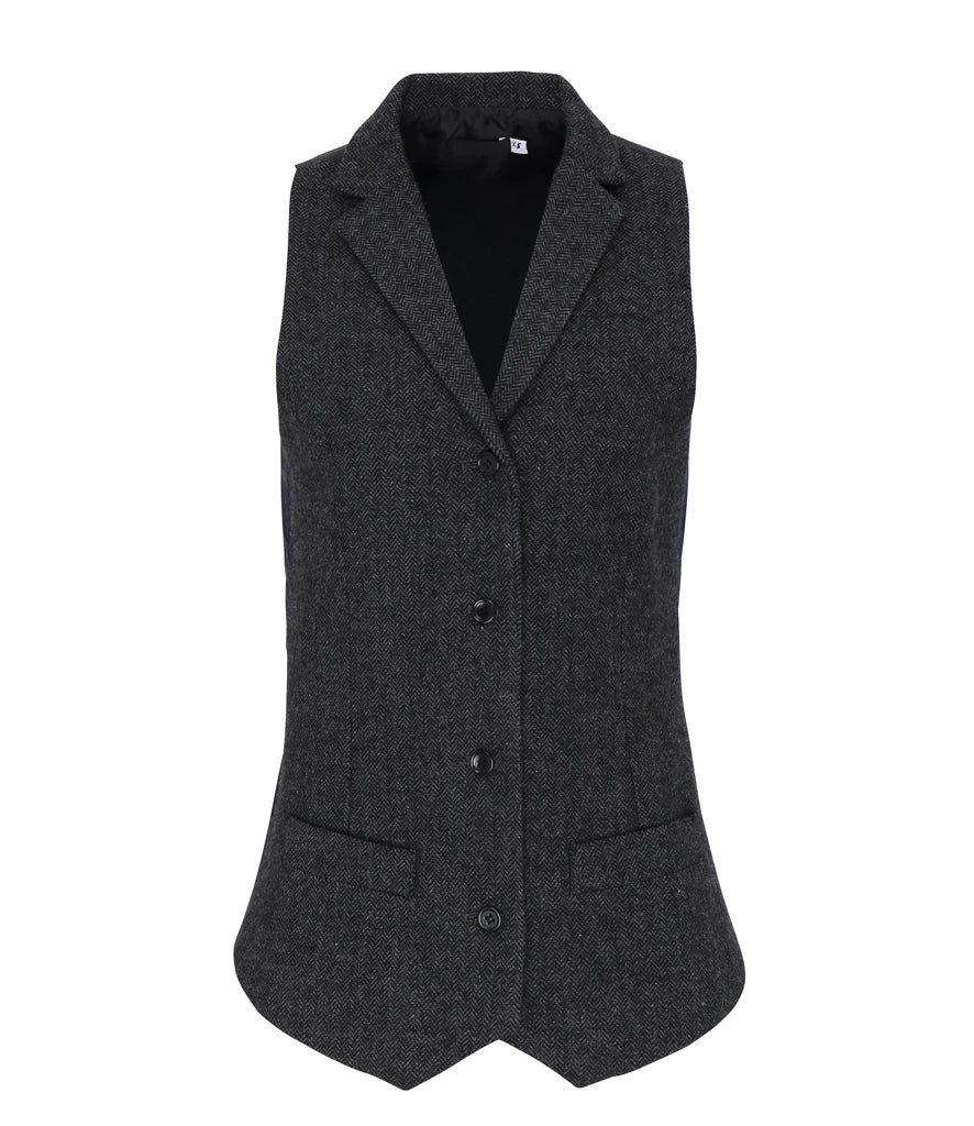 Premier Ladies Herringbone Waistcoat — Charcoal