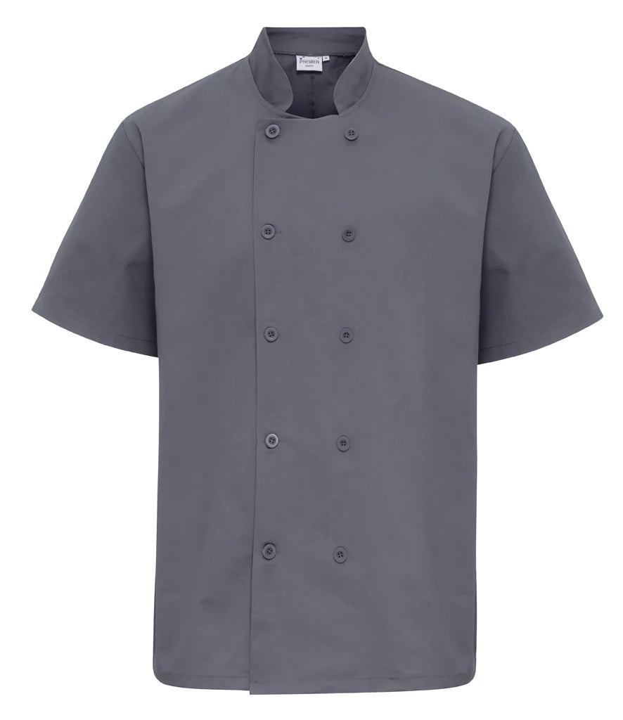 Premier Short Sleeve Chef's Jacket — Steel