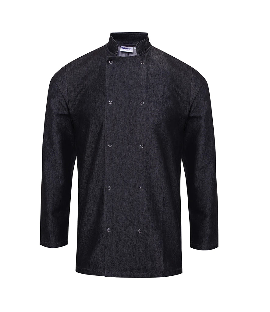 Premier Denim Chef's Jacket — Black Denim