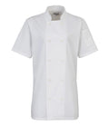 Premier Ladies Short Sleeve Chef's Jacket — White