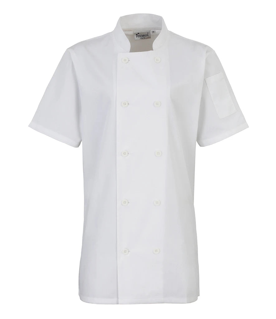 Premier Ladies Short Sleeve Chef's Jacket — White