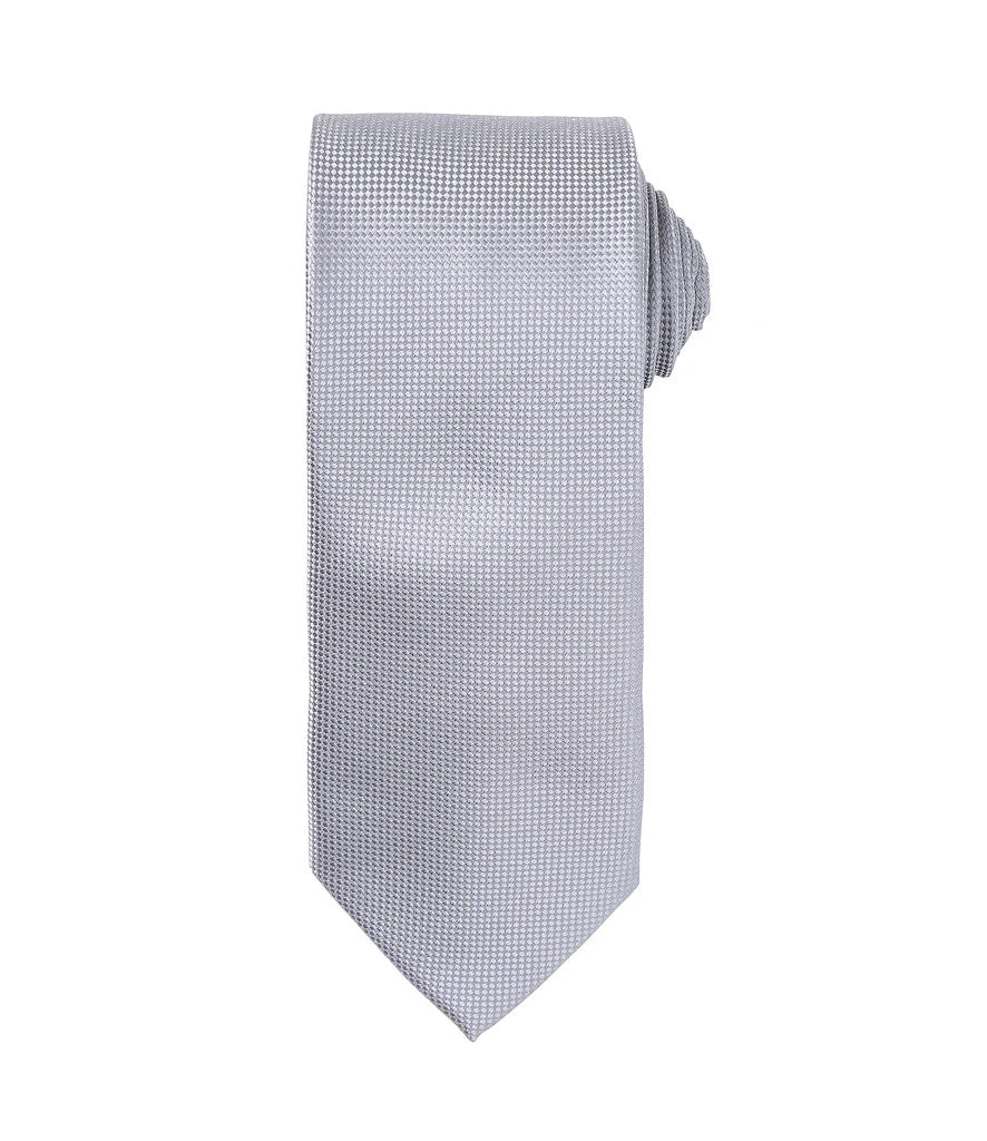 Premier Micro Waffle Tie — Silver