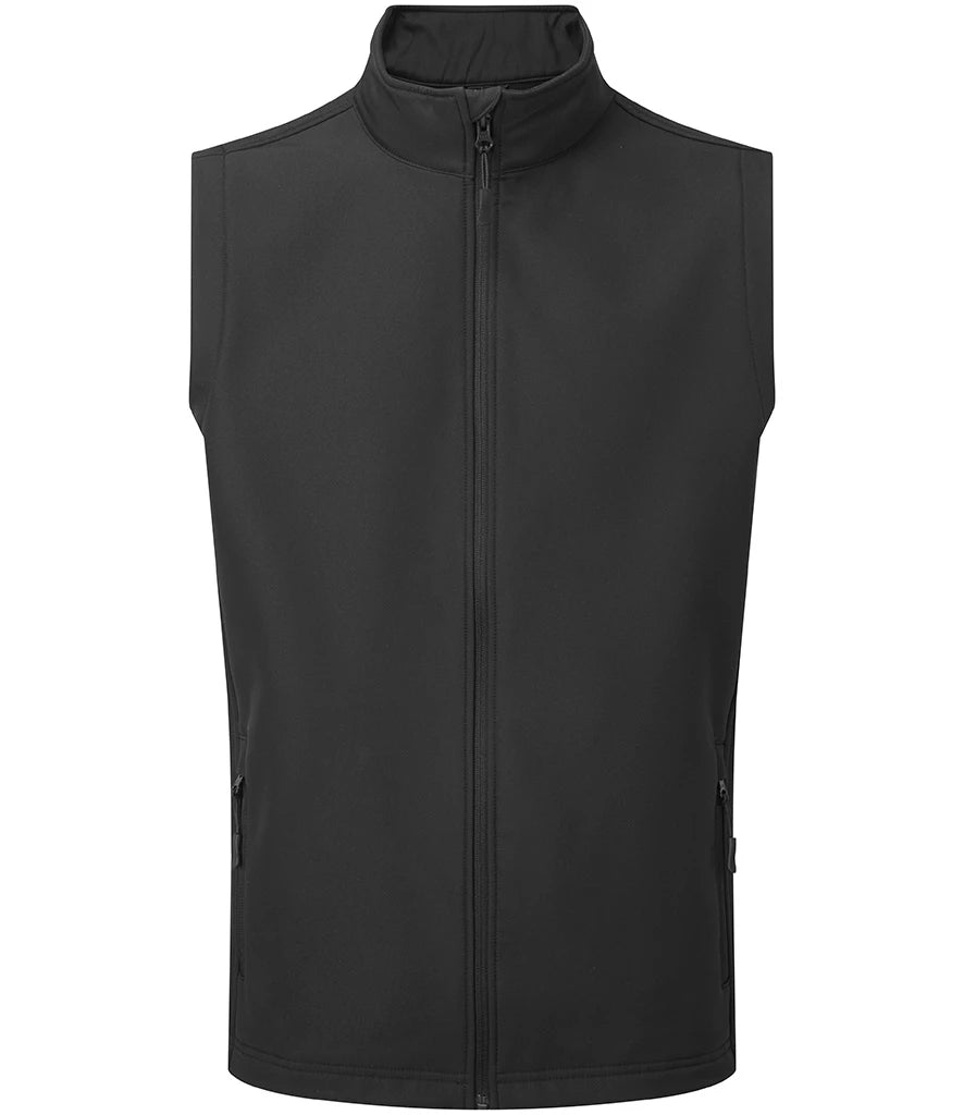 Premier Windchecker® Recycled Printable Soft Shell Gilet — Black