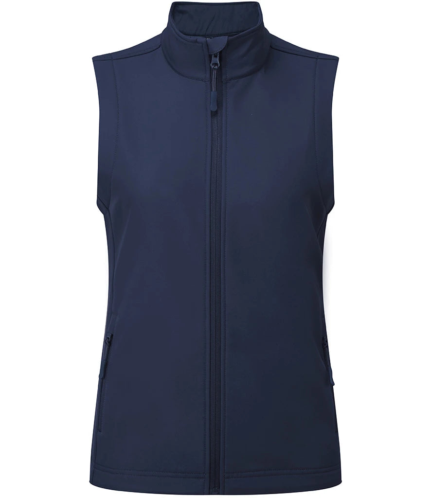 Premier Ladies Windchecker® Recycled Printable Soft Shell Gilet — Navy