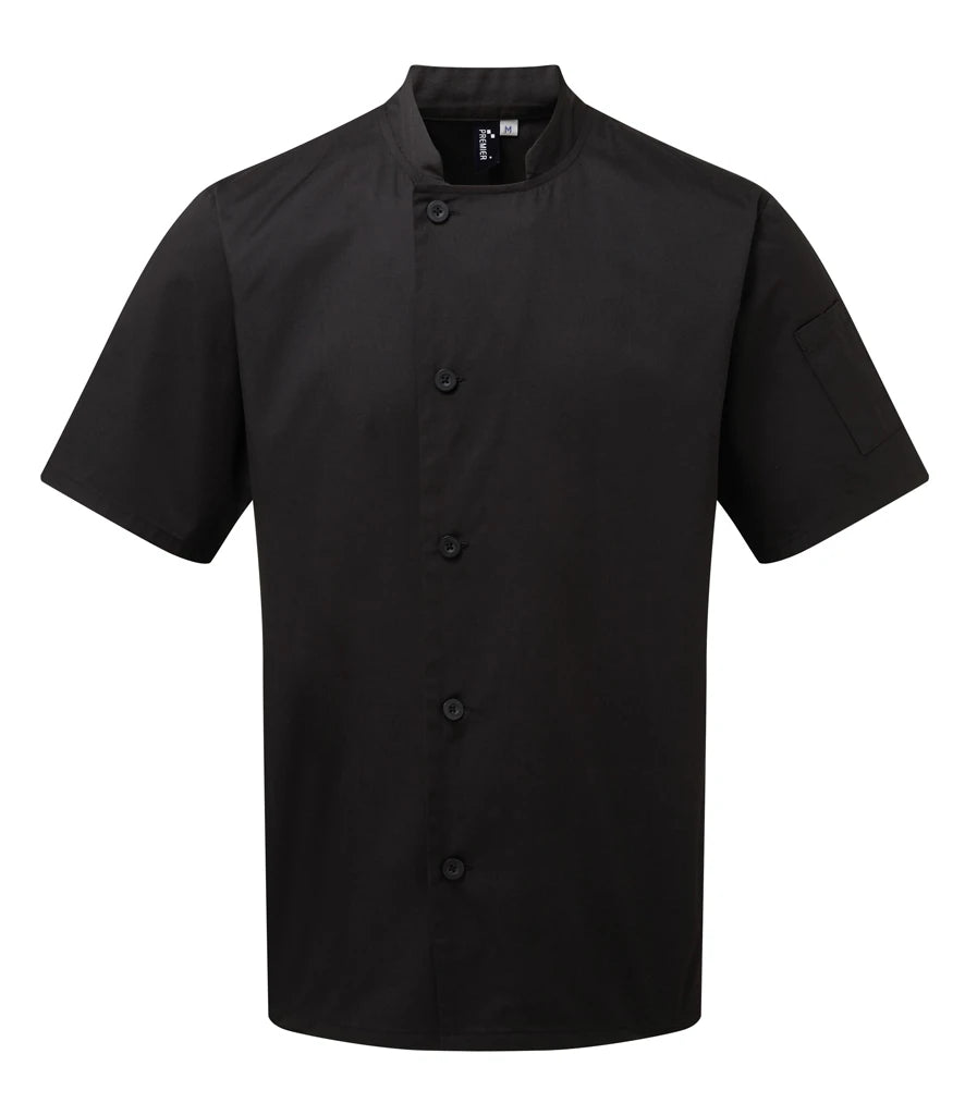 Premier Essential Short Sleeve Chef's Jacket — Black