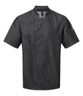 Premier Short Sleeve Zipped Chef's Jacket — Black Denim