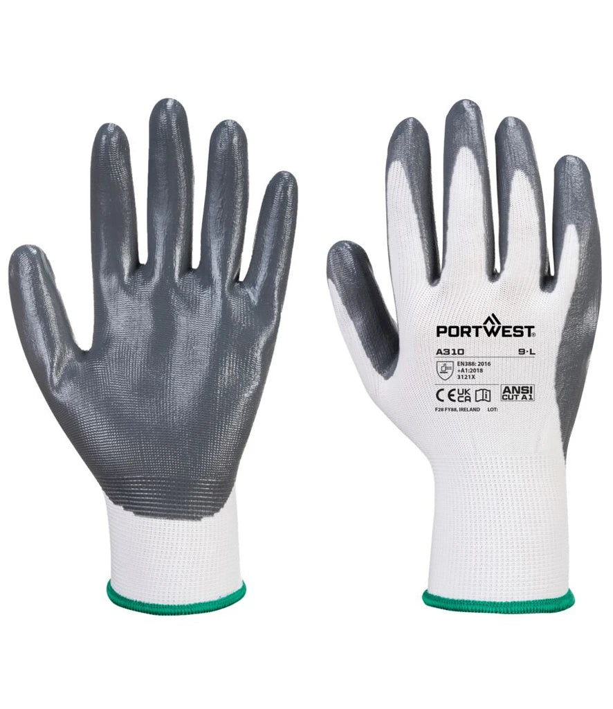 Portwest Flexo Grip Nitrile Gloves — Grey