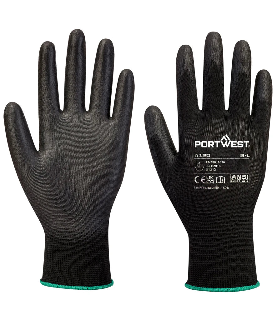 Portwest PU Palm Gloves — Black