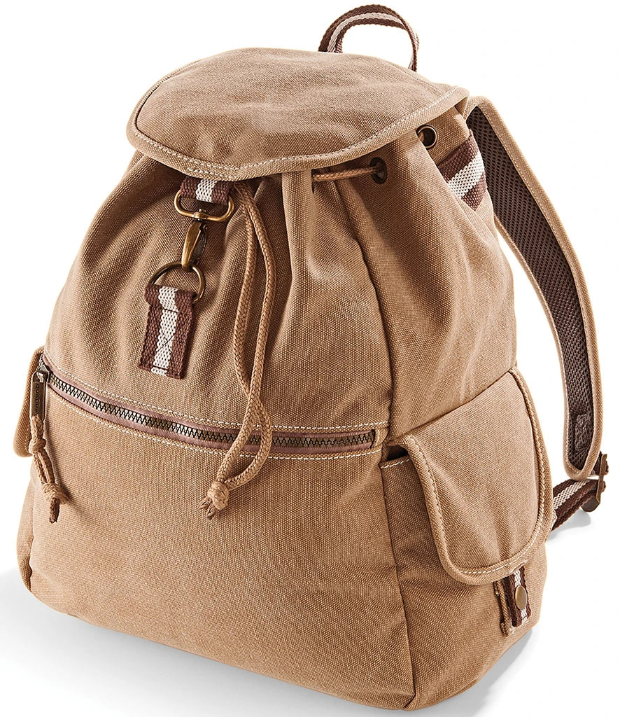 Quadra Vintage Canvas Backpack — Sahara