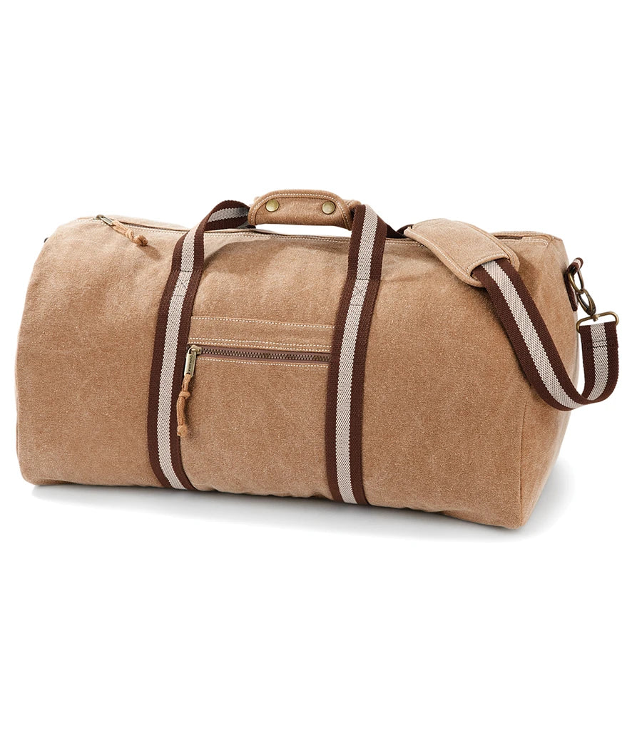 Quadra Vintage Canvas Holdall — Sahara