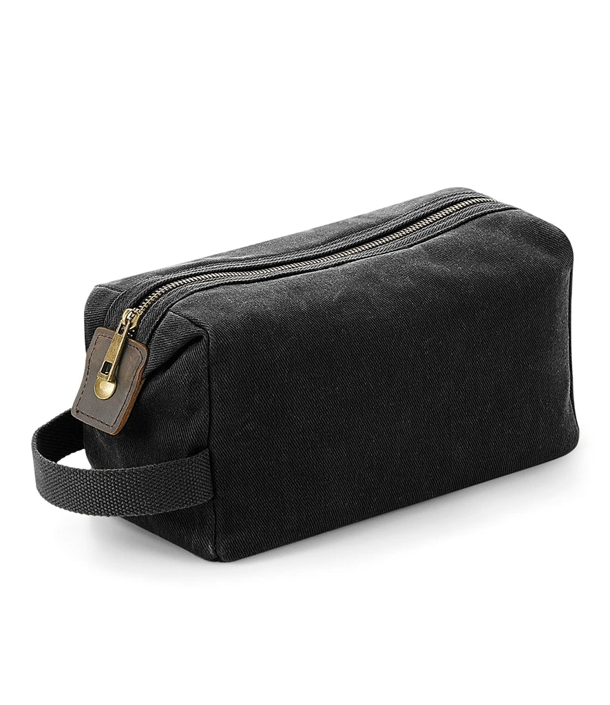 Quadra Heritage Waxed Canvas Wash Bag — Black