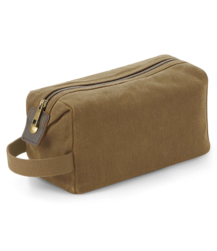 Quadra Heritage Waxed Canvas Wash Bag — Desert Sand